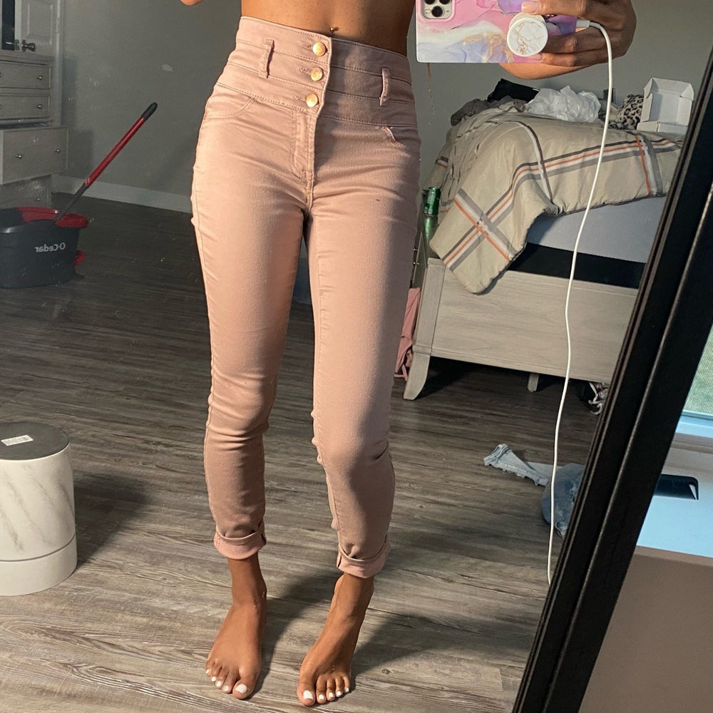 Rose Pink high waste jeans